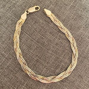 Italian Braided Silver Tone Bracelet | 7” | Made in Italy | Lightweight